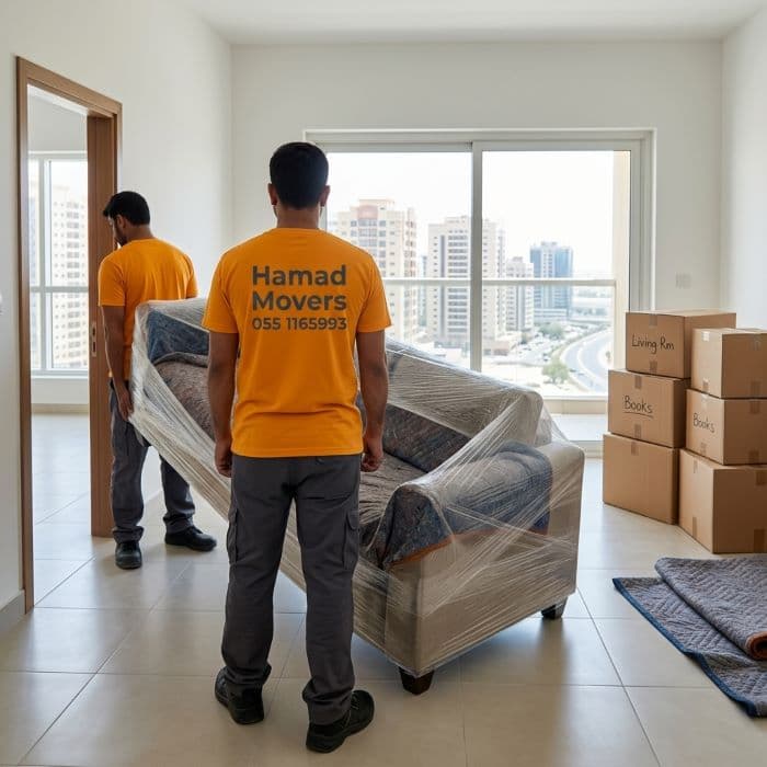 Hamad Movers team on the Sharjah to Dubai route – professional furniture moving service UAE