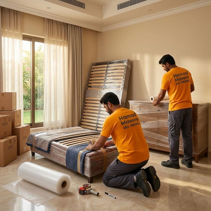 Hamad Movers packing villa furniture in Al Ain – professional home shifting and relocation UAE