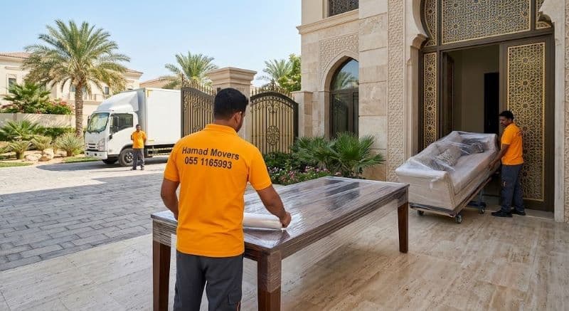 Hamad Movers crew shifting furniture during a villa moving service in Dubai